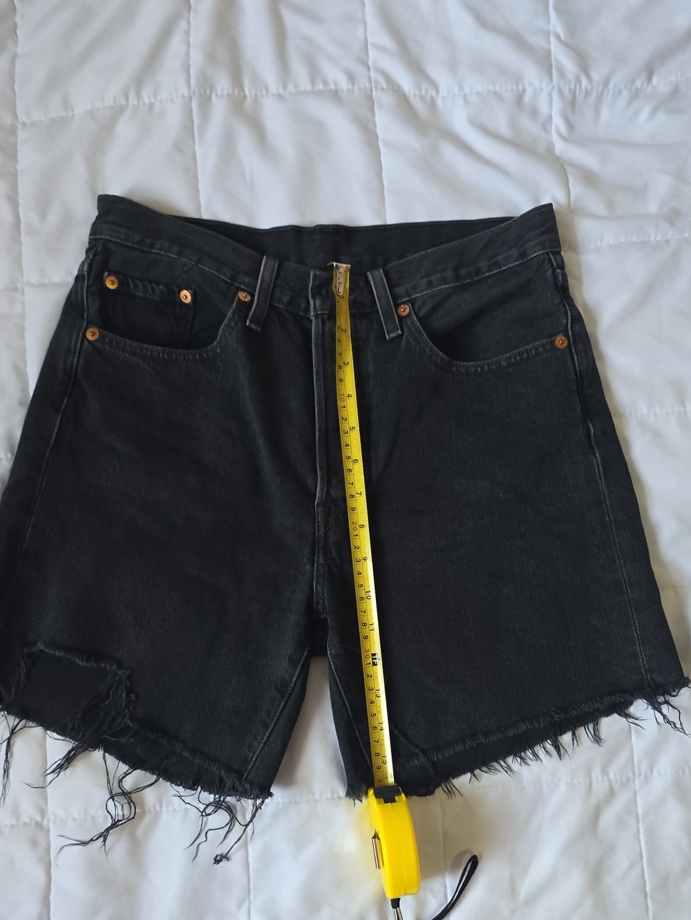 Levi's Black  Raw-Hem Denim Shorts